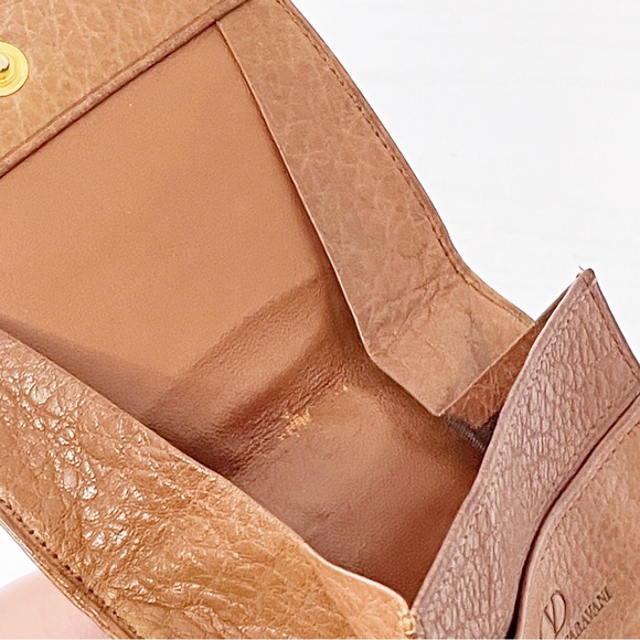 Valentino Garavani brown pebbled leather coin snap pouch gold logo - Picture 11 of 12